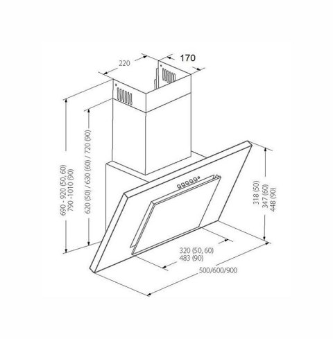 Okap AKPO WK-4 NERO 2.0 50 CZARNY T300 Liniowy LED/Siłownik Okap AKPO WK-4 NERO 2.0 50 CZARNY T300 Liniowy LED/Siłownik