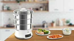 Tefal Convenient Series Deluxe VC502D szybkowar parowy 3 kosz. Blat 900 W Stal nierdzewna, Biały