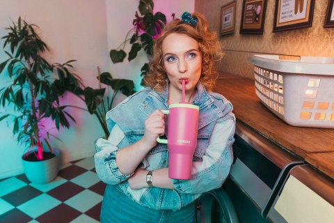 Kubek termiczny z teleskopową słomką Kambukka Rio Tumbler 950ml Bubblegum Mint Kubek termiczny z teleskopową słomką Kambukka Rio Tumbler 950ml Bubblegum Mint