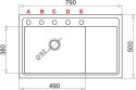 Zlewozmywak granitowy PYRAMIS CAMEA (79x50) 1B 1D L 070058501 karbon