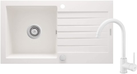 Zlewozmywak granitowy z baterią 1-komorowy z ociekaczem ZQZVA113 5907650876847 Zlewozmywak granitowy z baterią 1-komorowy z ociekaczem ZQZVA113 5907650876847