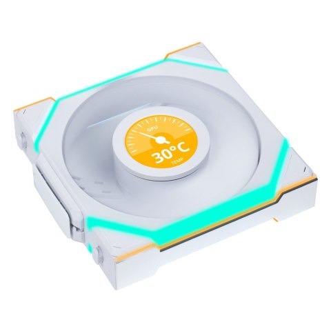 Wentylator Lian Li LULI-100 UNI FAN SL LCD, ARGB, PWM, 3x, 120 mm, Bezprzewodowe sterowanie za pomocą kontrolera 2.4GHz, biały Wentylator Lian Li LULI-100 UNI FAN SL LCD, ARGB, PWM, 3x, 120 mm, Bezprzewodowe sterowanie za pomocą kontrolera 2.4GHz, biały