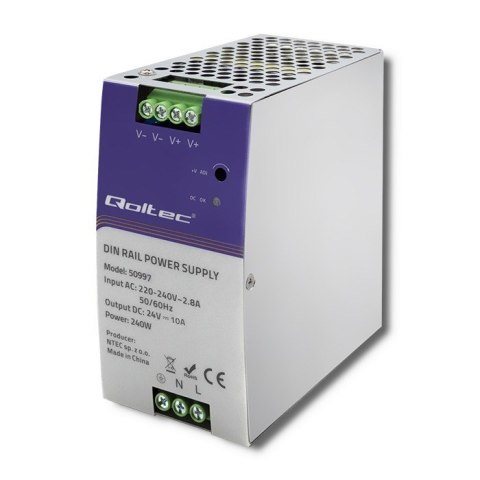 QOLTEC ZASILACZ NA SZYNĘ DIN PRZEMYSŁOWY | 240W | 24V | 10A QOLTEC ZASILACZ NA SZYNĘ DIN PRZEMYSŁOWY | 240W | 24V | 10A