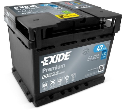 Akumulator EXIDE 12V 47Ah/450A PREMIUM (P+ en) 207x175x175 B13 - stopka o wysokości 10,5 mm (rozruchowy) Akumulator EXIDE 12V 47Ah/450A PREMIUM (P+ en) 207x175x175 B13 - stopka o wysokości 10,5 mm (rozruchowy)