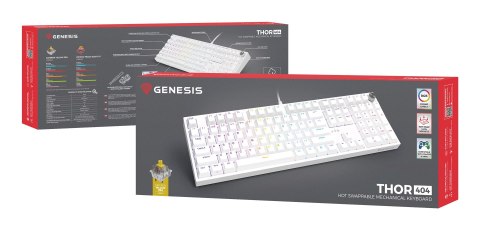 Klawiatura GENESIS THOR 404 uniwersalne USB QWERTY Angielski Biały Klawiatura GENESIS THOR 404 uniwersalne USB QWERTY Angielski Biały