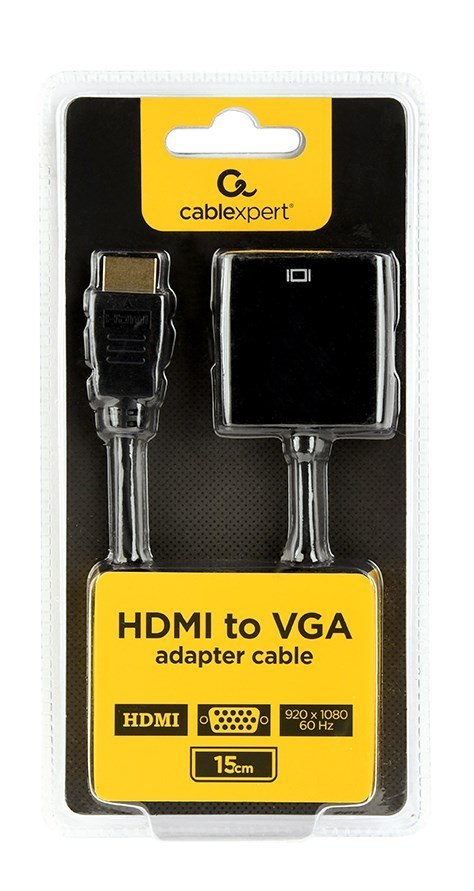 Adapter GEMBIRD A-HDMI-VGA-04 (HDMI M - D-Sub (VGA) F; 0,15m; kolor czarny) Adapter GEMBIRD A-HDMI-VGA-04 (HDMI M - D-Sub (VGA) F; 0,15m; kolor czarny)