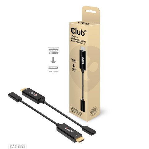 CLUB 3D CAC-1333 adapter kablowy 0,22 m HDMI Typu A (Standard) USB Type-C Czarny CLUB 3D CAC-1333 adapter kablowy 0,22 m HDMI Typu A (Standard) USB Type-C Czarny