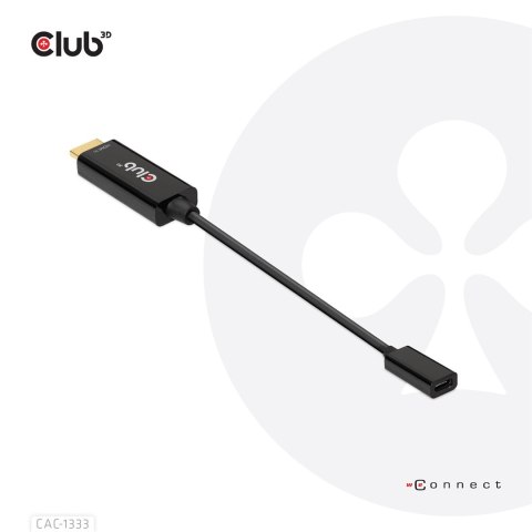 CLUB 3D CAC-1333 adapter kablowy 0,22 m HDMI Typu A (Standard) USB Type-C Czarny CLUB 3D CAC-1333 adapter kablowy 0,22 m HDMI Typu A (Standard) USB Type-C Czarny