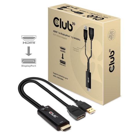 CLUB3D HDMI 2.0 TO DISPLAYPORT 1.2 4K60HZ HDR M/F ACTIVE ADAPTER Czarny CLUB3D HDMI 2.0 TO DISPLAYPORT 1.2 4K60HZ HDR M/F ACTIVE ADAPTER Czarny