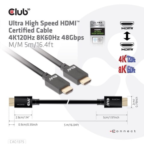 CLUB3D CAC-1375 kabel HDMI 5 m HDMI Typu A (Standard) Czarny CLUB3D CAC-1375 kabel HDMI 5 m HDMI Typu A (Standard) Czarny