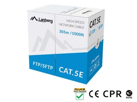 Lanberg LCS5-11CU-0305-S kabel sieciowy Szary 305 m Cat5e S/FTP (S-STP) Lanberg LCS5-11CU-0305-S kabel sieciowy Szary 305 m Cat5e S/FTP (S-STP)