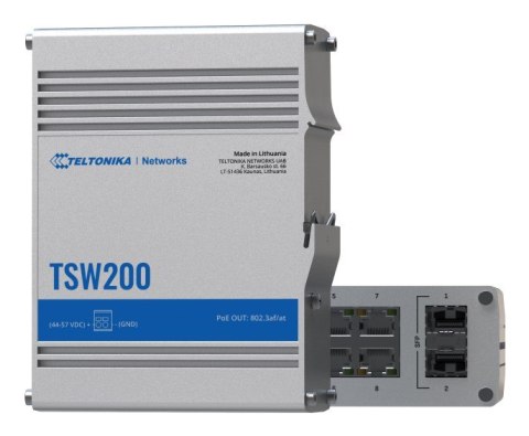 Switch Teltonika TSW200 x RJ45 1000Mb/s PoE+, 2x SFP, 240W Switch Teltonika TSW200 x RJ45 1000Mb/s PoE+, 2x SFP, 240W