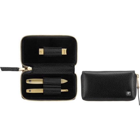 Zestaw do manicure Zwilling Twinox Gold Edition - czarne, skórzane etui, 3 elementy - Czarny Zestaw do manicure Zwilling Twinox Gold Edition - czarne, skórzane etui, 3 elementy - Czarny