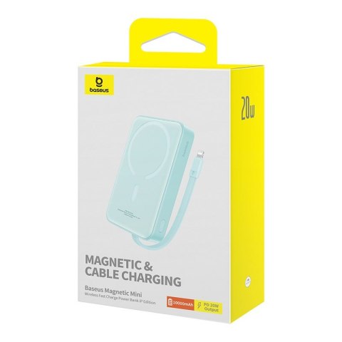 Powerbank Baseus Magnetic Mini Wireless 10000mAh 20W+kabel USB C-USB C (peppermint blue) Powerbank Baseus Magnetic Mini Wireless 10000mAh 20W+kabel USB C-USB C (peppermint blue)