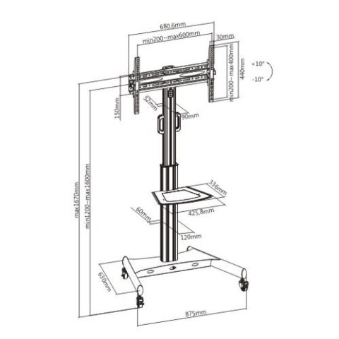 Techly ICA-TR35 uchwyt do tablic informacyjnych 165,1 cm (65") Czarny Techly ICA-TR35 uchwyt do tablic informacyjnych 165,1 cm (65") Czarny