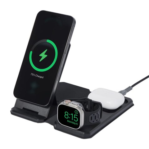 UAG 3in1 Travel Charger - bezprzewodowa ładowarka podróżna do trzech urządzeń 15W, kompatybilna z MagSafe, kabel, wtyczki i orga UAG 3in1 Travel Charger - bezprzewodowa ładowarka podróżna do trzech urządzeń 15W, kompatybilna z MagSafe, kabel, wtyczki i orga