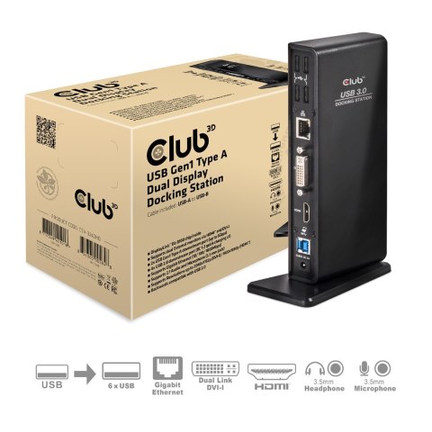 CLUB3D SenseVision USB3.0 Dual Display Docking Station CLUB3D SenseVision USB3.0 Dual Display Docking Station