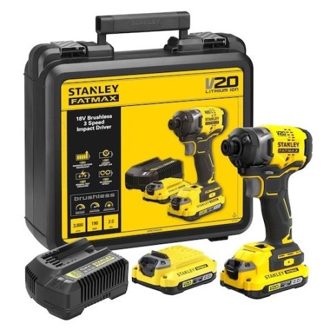Stanley SFMCF820D2K wkrętak zasilany/zakrętark udarowy 2900 RPM Czarny, Żółty Stanley SFMCF820D2K wkrętak zasilany/zakrętark udarowy 2900 RPM Czarny, Żółty