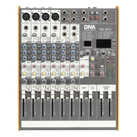 Mikser audio DNA ME-8FX, 8 kanałowy, USB, Bluetooth Mikser audio DNA ME-8FX, 8 kanałowy, USB, Bluetooth