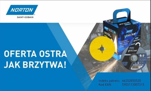 NORTON TARCZA.VULCAN 125 x 1,0 +2xFIBRA 100szt. METAL/INOX NORTON TARCZA.VULCAN 125 x 1,0 +2xFIBRA 100szt. METAL/INOX