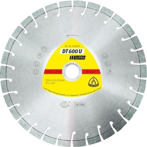 Tarcza diamentowa segmentowa 230mm x 2,6mm x 22,2mm DT600U beton zbrojony, krótki ząb (20mm)