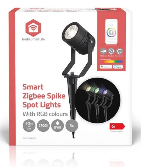 Lampa zewnętrzna Nedis ZBLOS10RGBW3 Smartlife RGB Zigbee 3.0 3W 3-pack Lampa zewnętrzna Nedis ZBLOS10RGBW3 Smartlife RGB Zigbee 3.0 3W 3-pack