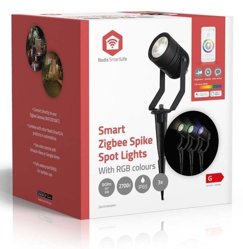 Lampa zewnętrzna Nedis ZBLOS10RGBW3 Smartlife RGB Zigbee 3.0 3W 3-pack Lampa zewnętrzna Nedis ZBLOS10RGBW3 Smartlife RGB Zigbee 3.0 3W 3-pack