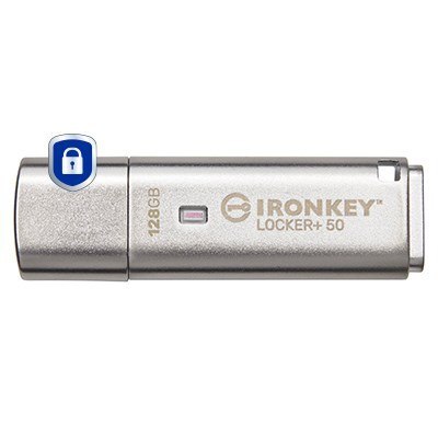 Kingston Technology IronKey Locker+ 50 pamięć USB 128 GB USB Typu-A 3.2 Gen 1 (3.1 Gen 1) Srebrny Kingston Technology IronKey Locker+ 50 pamięć USB 128 GB USB Typu-A 3.2 Gen 1 (3.1 Gen 1) Srebrny