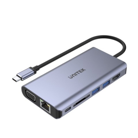 Hub USB-C UNITEK uHUB O8+ Szary Przewodowy Hub USB-C UNITEK uHUB O8+ Szary Przewodowy