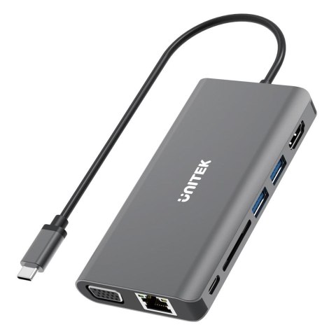 Hub USB-C UNITEK uHUB O8+ Szary Przewodowy Hub USB-C UNITEK uHUB O8+ Szary Przewodowy