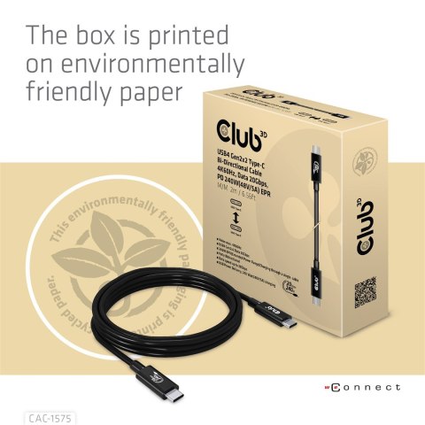 CLUB3D CAC-1575 kabel USB USB4 Gen 2x2 2 m USB C Czarny CLUB3D CAC-1575 kabel USB USB4 Gen 2x2 2 m USB C Czarny