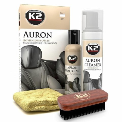 K2 AURON zestaw (Auron Cleaner+Auron Protectant+szczotka Auron Brush + mikrofibra) - zestaw do czyszczenia i pielęgnacji skór K2 AURON zestaw (Auron Cleaner+Auron Protectant+szczotka Auron Brush + mikrofibra) - zestaw do czyszczenia i pielęgnacji skór