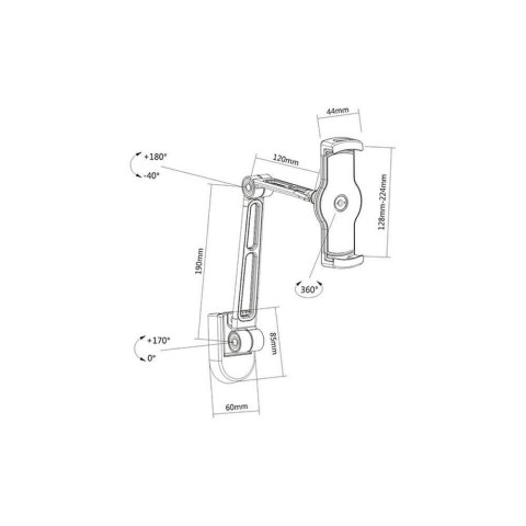 Ramię ścienne do tabletu i iPad 4.7-12,9 regulowane czarne