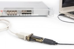 Konwerter / Adapter USB-A 2.0 męski do RS232 (DB9) męski | Chipset Prolific PL2303GT | Mocowanie na śruby | z dodatkowym kablem 