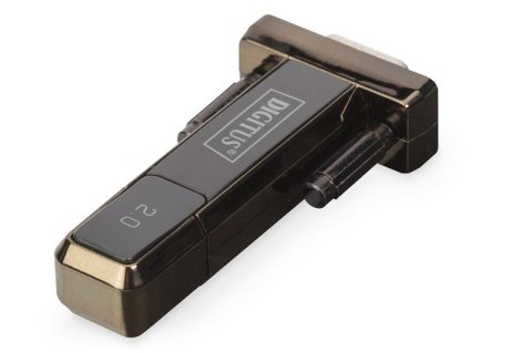 Konwerter / Adapter USB-A 2.0 męski do RS232 (DB9) męski | Chipset Prolific PL2303GT | Mocowanie na śruby | z dodatkowym kablem 