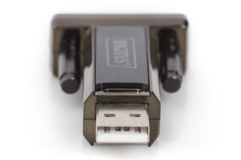 Konwerter / Adapter USB-A 2.0 męski do RS232 (DB9) męski | Chipset Prolific PL2303GT | Mocowanie na śruby | z dodatkowym kablem 