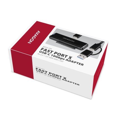 ADSA-FPX Adapter USB-C 10Gbps SATA 6G 2.5/3.5 cala SSD/HDD FASTPORT X, w tym zasilacz, 60cm USB-C/USB-A kabel