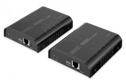 Przedłużacz (extender) po skrętce kat.6 HDMI 4K/60Hz z KVM USB 2.0 przez IP 1G lub do 120m/200m, max. 253 odbiorniki, ekran doty