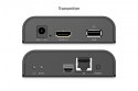 Przedłużacz (extender) po skrętce kat.6 HDMI 4K/60Hz z KVM USB 2.0 przez IP 1G lub do 120m/200m, max. 253 odbiorniki, ekran doty