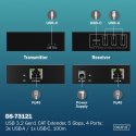 Przedłużacz (extender) po skrętce kat.6A USB 3.1 Gen1 do 100m, 3x USB-A, 1x USB-C do 5 Gbps, 1x RJ45 (Gigabit Ethernet) - zesta