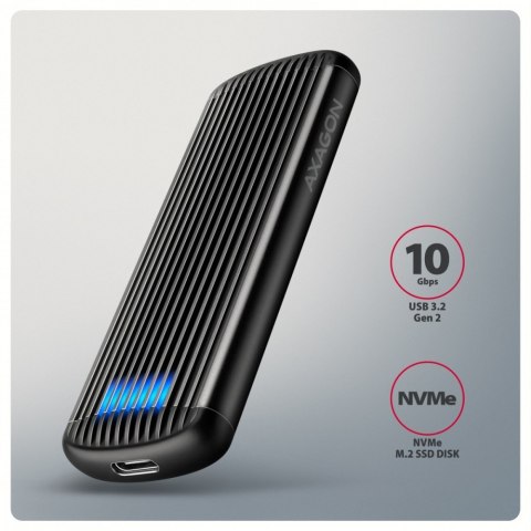 EEM2-SC Obudowa zewnętrzna aluminiowa bezśrubowa USB-C 3.2 Gen 2 10Gbps - M.2 NVMe SSD, długość 30 do 80 mm szary