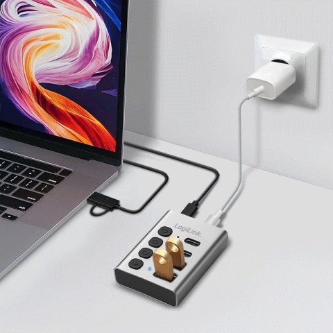 Hub 4xUSB3.2 Gen1 z przełącznikiem on/off