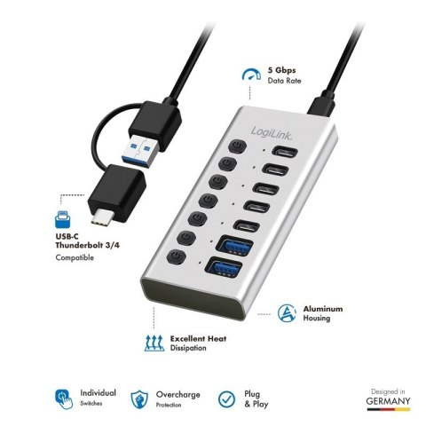Hub 7xUSB-A/C z przełącznikiem on/off