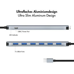Hub 7 portów USB3.2 USB-A, 5 Gbps, 20W PD