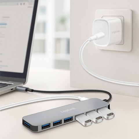 Hub 7 portów USB3.2 USB-A, 5 Gbps, 20W PD