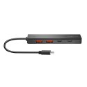 Hub USB-C, 4-porty 2x USB-A,2xUSB-C, czarny