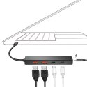 Hub USB-C, 4-porty 2x USB-A,2xUSB-C, czarny