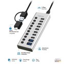 Hub USB3.2 10-portow USB-A/C, funkcja on/off