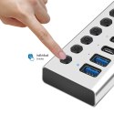 Hub USB3.2 10-portow USB-A/C, funkcja on/off