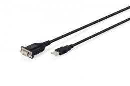 Kabel adapter USB 2.0 do RS232 (DB9) | Chipset FTDI (FT232RNL) | PVC, czarny | Mocowanie w tulejkach gwintowanych | 1.8m
